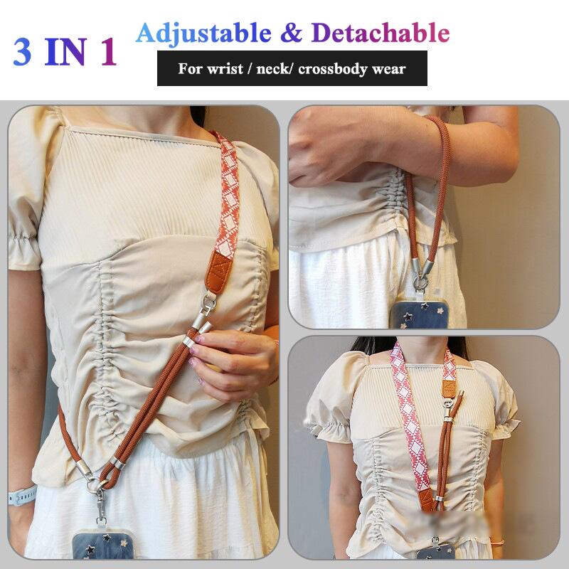 Y026 lanyard worn three ways: crossbody, on the wrist and around the neck