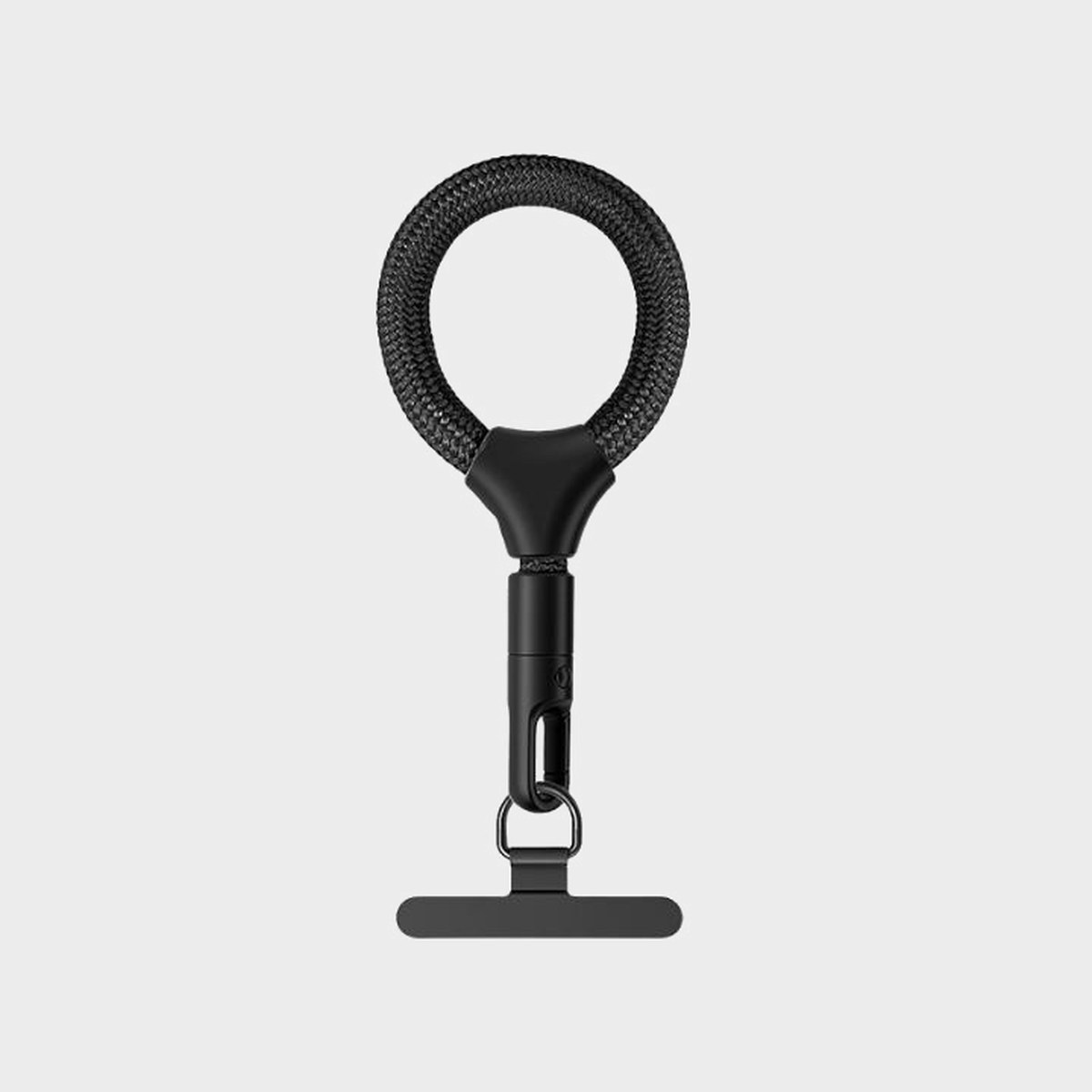 Mini correa anti-pérdida Y003 para teléfono en Negro clásico, con anillo para el dedo, clip y placa de anclaje