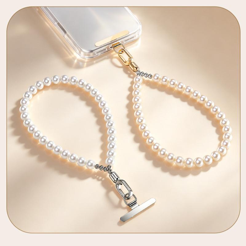 Y082 gold and silver stainless steel stepped clips with zinc alloy connector beads on pearl strands