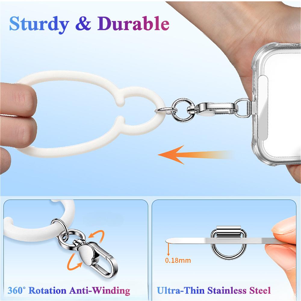Y115 silicone cloud loop stretch test, 360-degree rotating anti-winding clasp and 0.18 mm ultra-thin stainless steel patch