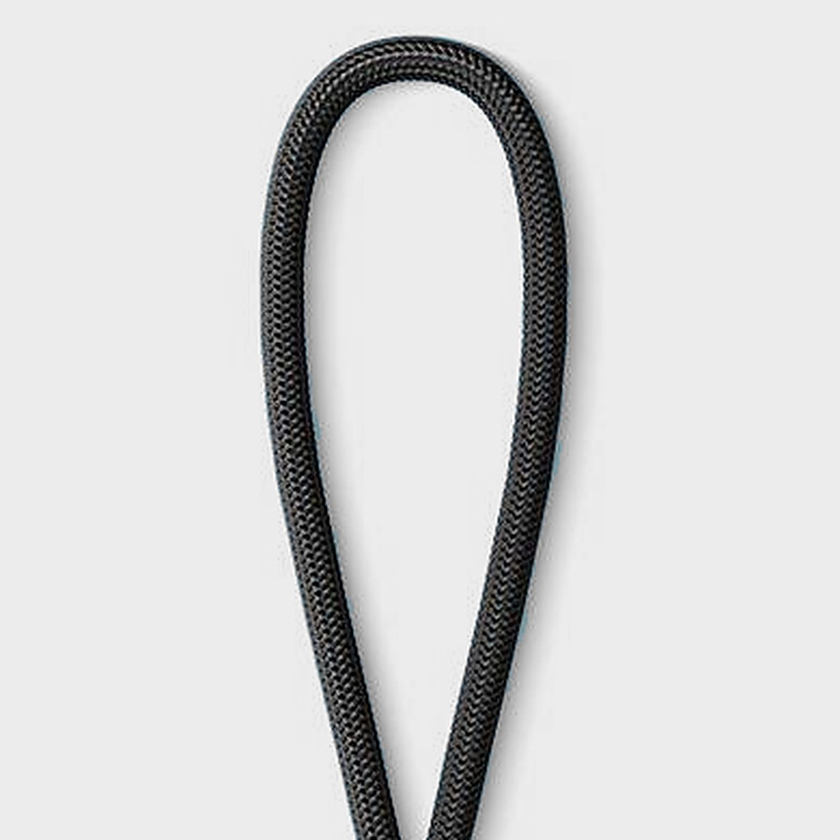 Close-up of the braided cord loop, moulded collar and adjustable slider on the wrist strap